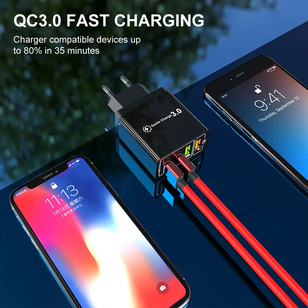 30 Вт Быстрая зарядка 3,0 USB зарядное устройство для iPhone X samsung A50 Xiaomi One Plus быстрое настенное зарядное устройство США ЕС Великобритания планшет зарядное устройство для мобильного телефона