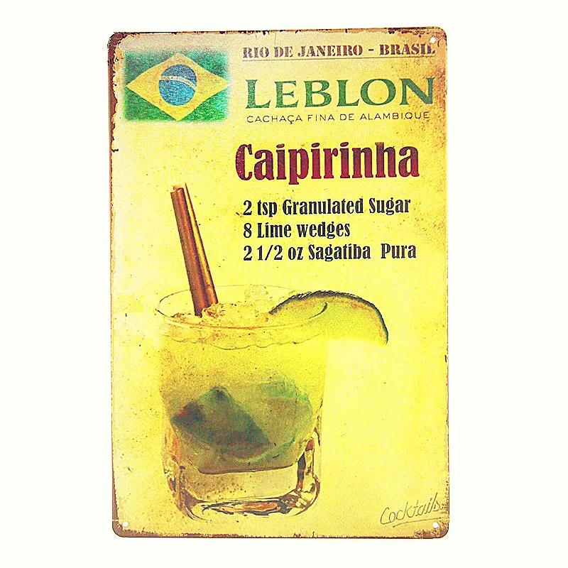 MOJITO CUBA LIBRE Коктейльные металлические вывески домашний декор винтажные оловянные вывески для паба домашние декоративные тарелки металлические вывески настенные таблички - Цвет: Синий