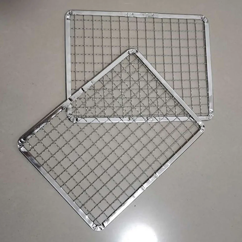 20PCS Size options Disposable Round square BBQ barbecue grill net mesh outdoor garden Dinner barbecue grate camp bbq grill pan