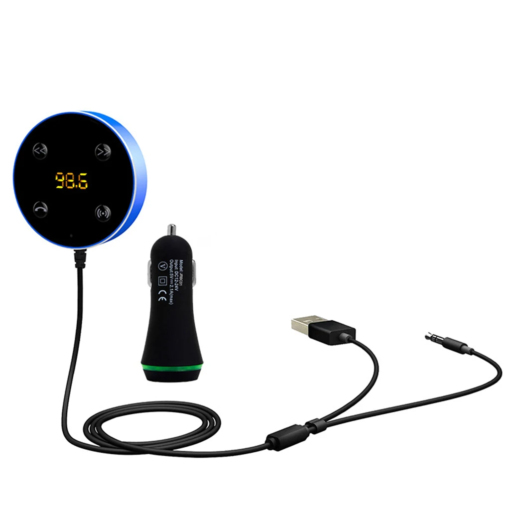 2 в 1 Bluetooth fm-передатчик вспомогательный аудиоресивер Hands Free 3,5 мм прикуриватель двойной USB зарядное устройство