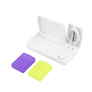 

White ABS+PP+ Stainless Steel Using Multiple Occasions Medicine Tablet Storage Box With Splitter Organizer Hold Divider Pill Cut
