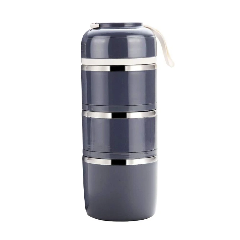 

New Lunch Box Stainless Steel Leakproof Food Storage Containers With Insulated Lunch Box For Adult And Office Three Floors (Gray