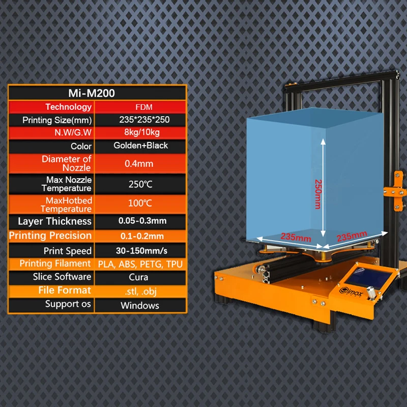 SIMAX3D Mi M200 промышленный 3D принтер DIY настольный Высокоточный fdm большой размер 3d
