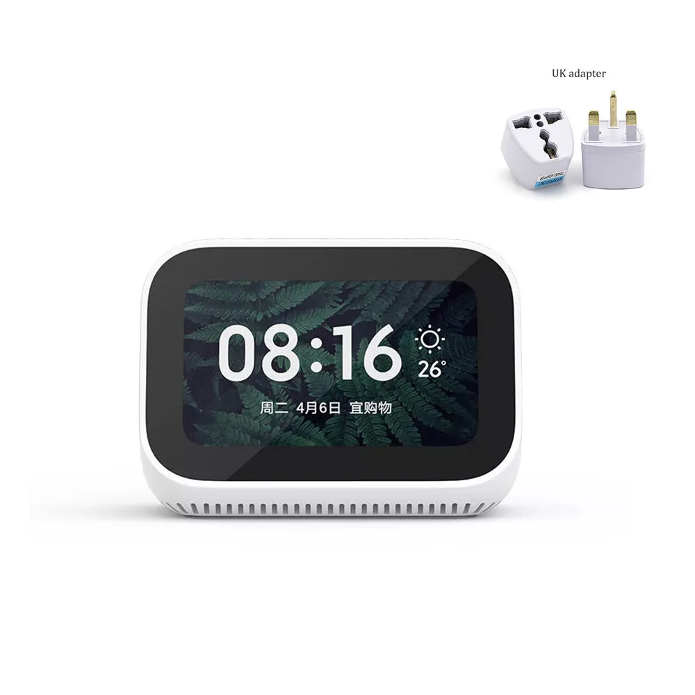 Add UK Adapter Xiaomi AI, динамик с сенсорным экраном, Bluetooth 5,0, голосовой вызов, 3,97 дюймов, цифровой дисплей, будильник, WiFi, умное подключение, умный дом - Цвет: Add UK Adapter