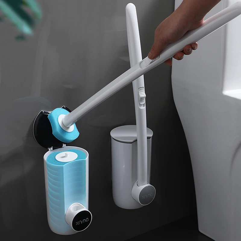Brosse de Toilette jetable, Kit de Nettoyage pour WC, Brosse de Toilette 3  en 1, avec têtes de Recharge jetables[S29]