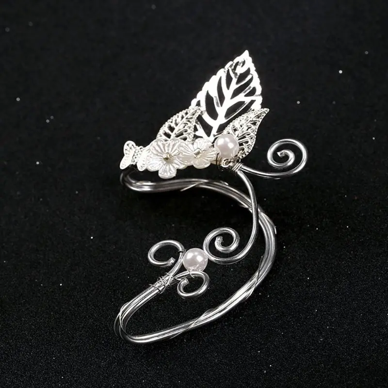 Эльф жемчужные серьги-клипсы для ушей без пирсинга цветок лист Косплей серьги для девочек свадебные украшения подарок