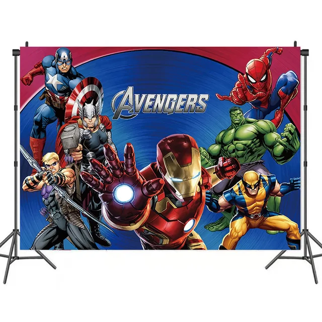 The Avengers Design Boys Birthday Party Decorations Balloon Paper Cups Plates Baby Shower Disposable Tableware Supplies background 100x150cm