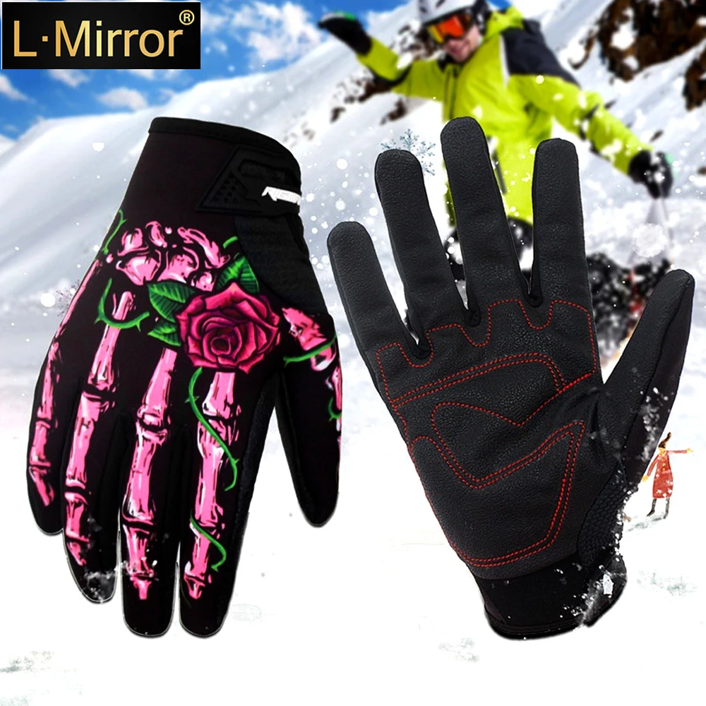 

L.Mirror 1Pair Winter Outdoor Gloves Bike Gloves Riding Gloves Motorcycle Gloves Skull Windproof Full Finger Gloves Ghost Claws