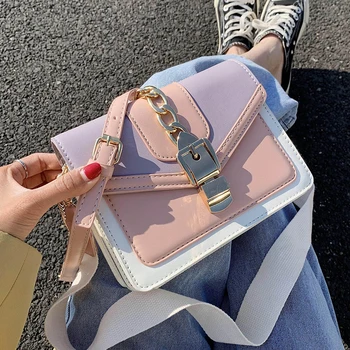 

Contrast color Leather Crossbody Bags For Women 2020 Travel Handbag Fashion Simple Shoulder Messenger Bag Ladies Cross Body Bag