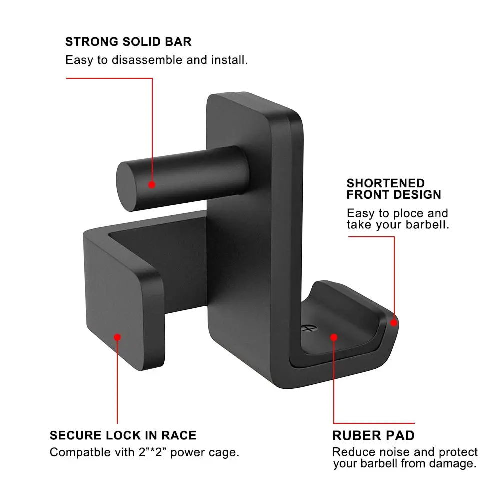 Barbell rack J-Hook power rack attachment, barbell storage is