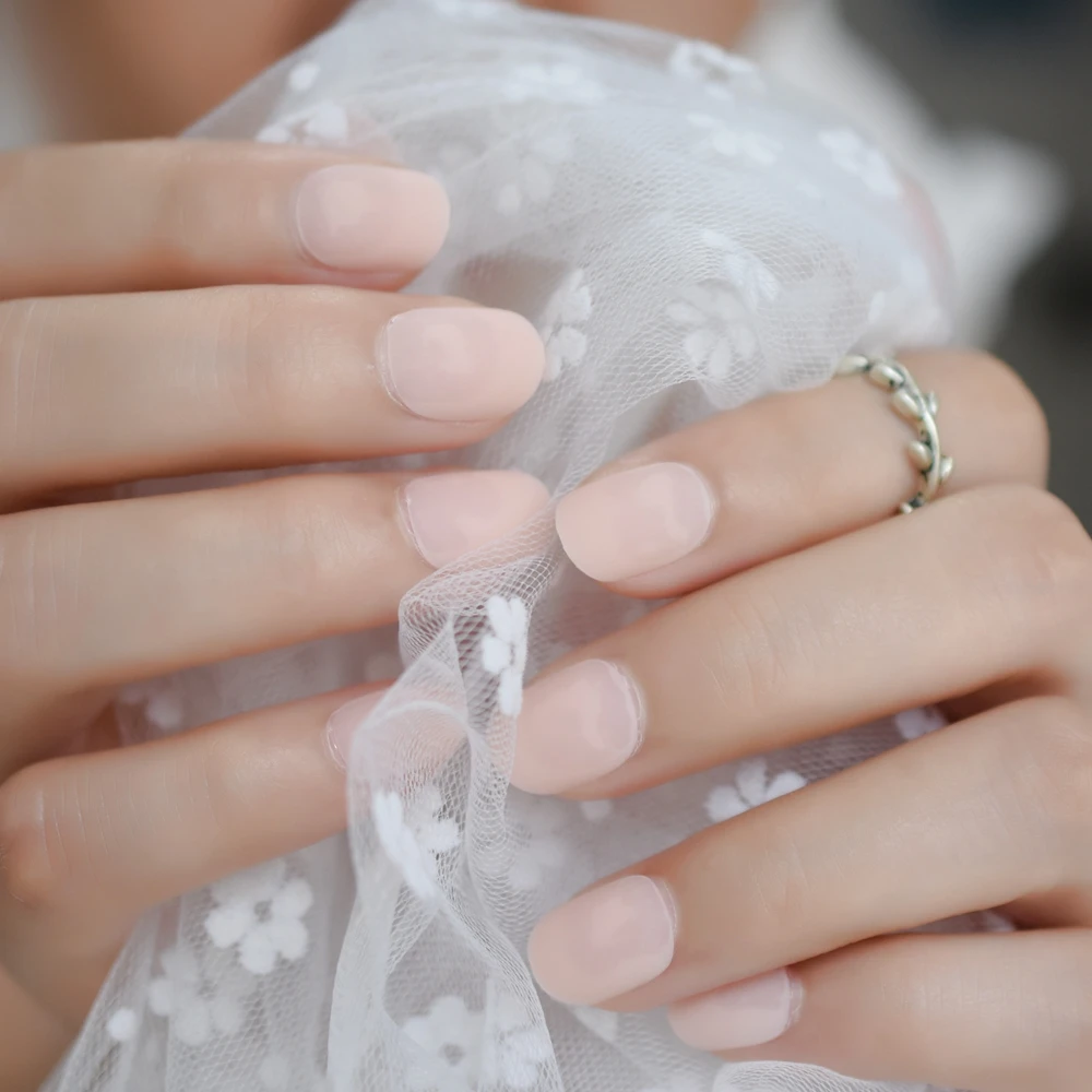 Овальные короткие темно-фиолетовые матовые накладные ногти Petie Frost Faux Ongles светильник телесного цвета идеальные накладные ногти для повседневной носки 24