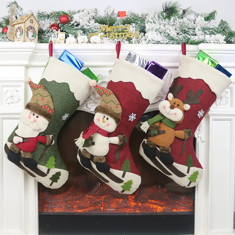 Новые рождественские носки праздничный подарок Рождественская елка подвеска праздничное украшение мешок конфет Подарочный мешок рождественские украшения