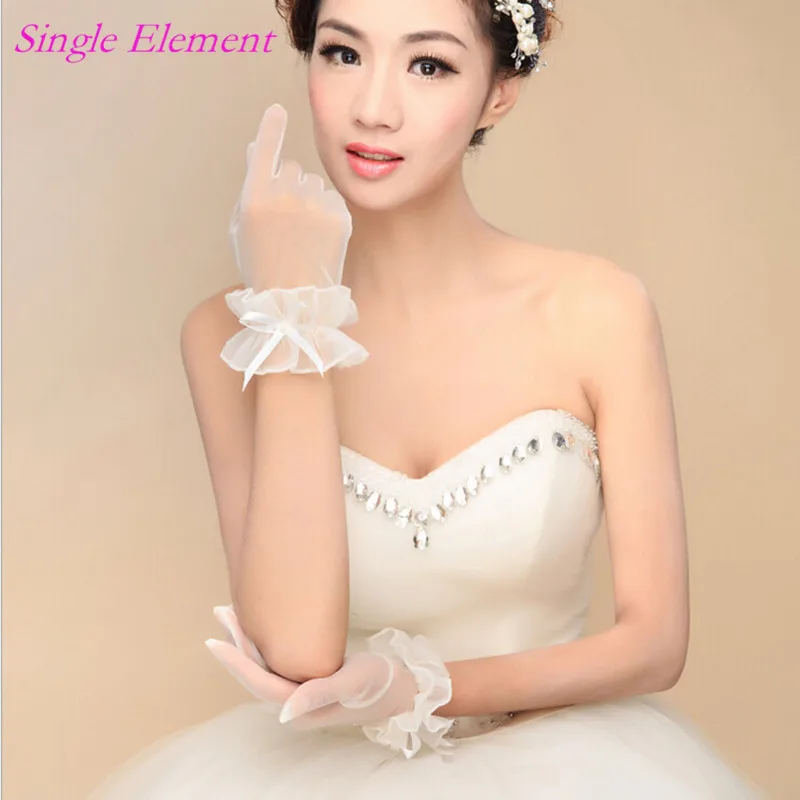 Hot Bridal Gloves with Finger Wedding Gloves White Wrist Length Bridal Gloves Ivory Wedding Accessory In Stock