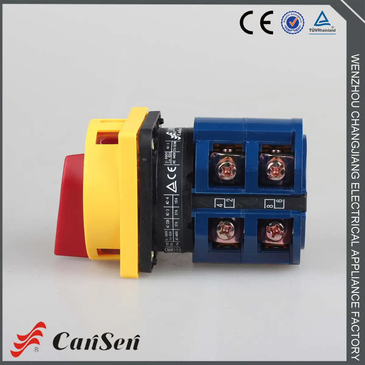 CANSEN C42 Ith 63A навесной замок поворотный кулачковый переключатель ВЫКЛ-ВКЛ 0-1 2 положения 4 полюса 8 терминалов выключатель питания