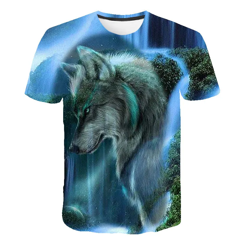 new men's 3D wolf head print men's t-shirt hip hop fashion casual cotton t-shirt tee black white S-6XL - Цвет: 5087