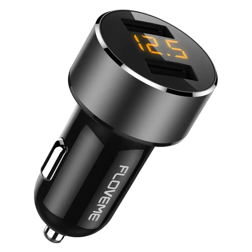 

18W Car Charger QC3.0 Quick Charge Universal Voltage Display Dual USB Fast Charger For iPhone Samsung Huawei Xiaomi 