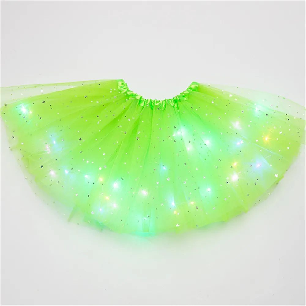 Light Green Юбка-пачка; светильник светодиодный для девочек; одежда для балета; одежда для детей; Праздничная юбка-пачка принцессы со звездами; юбка-американка для взрослых и женщин; одежда на Хэллоуин и Рождество; Navidad - Цвет: Light Green