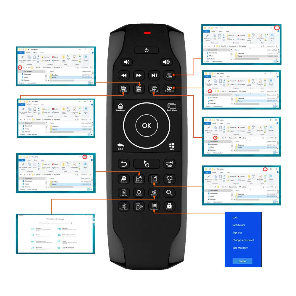 G7 Win10 GYRO Air Mouse QWERTY Keyboard LED Backlit Mini 6-Axis TV Smart Remote Control For Win 10 Laptop PC HTPC HT