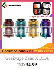 Geekvape Zeus X RTA 4,5 мл емкость бака с 810 делриновый дрип-тип электронная сигарета распылитель обновление zeus dual/AMMIT MTL