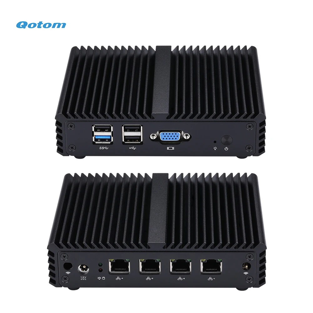 Qotom Mini PC Q190G4N с 4 портами Gigabit lan для создания роутера безвентиляторный