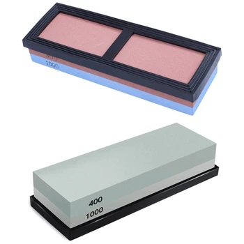 

240/800 Grit Combination Whetstone Two-Sided Knife Sharpening Stone Whetstone with Slip-Resistant Rubber Base & 400/1000