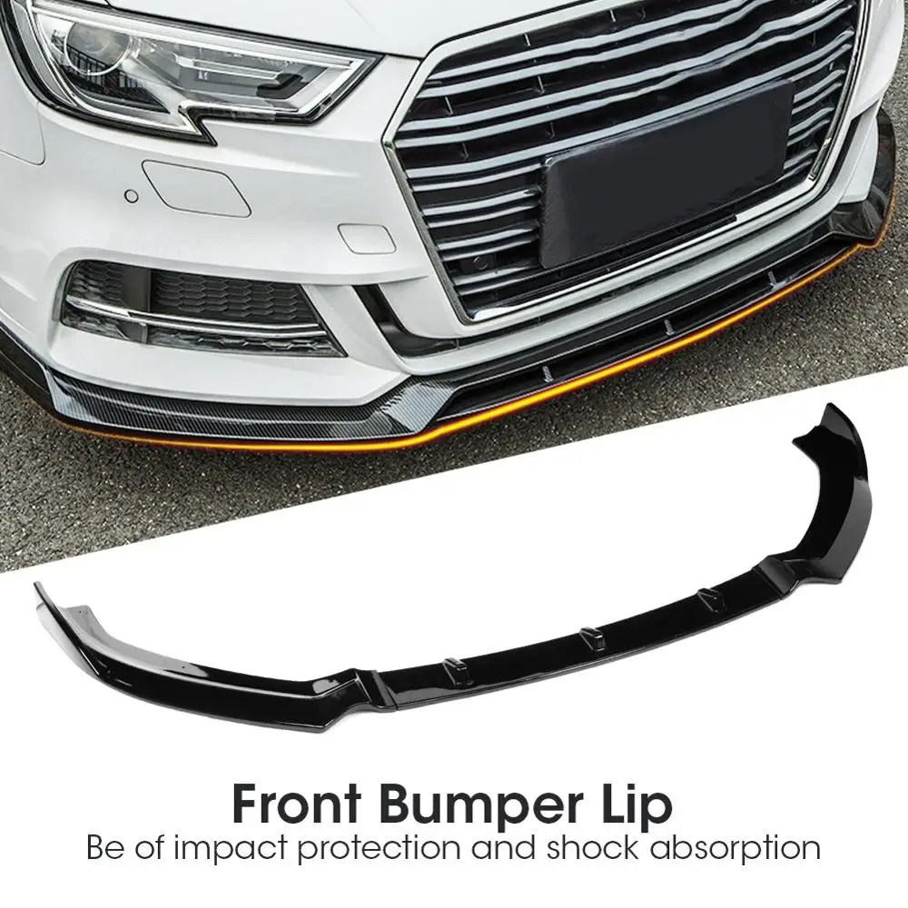 Gloss Black Front Bumper Lip for S3 Style Front Bumper Spoiler Front Bumper Lip Splitter for A3 S-Line 8V 2017-2018