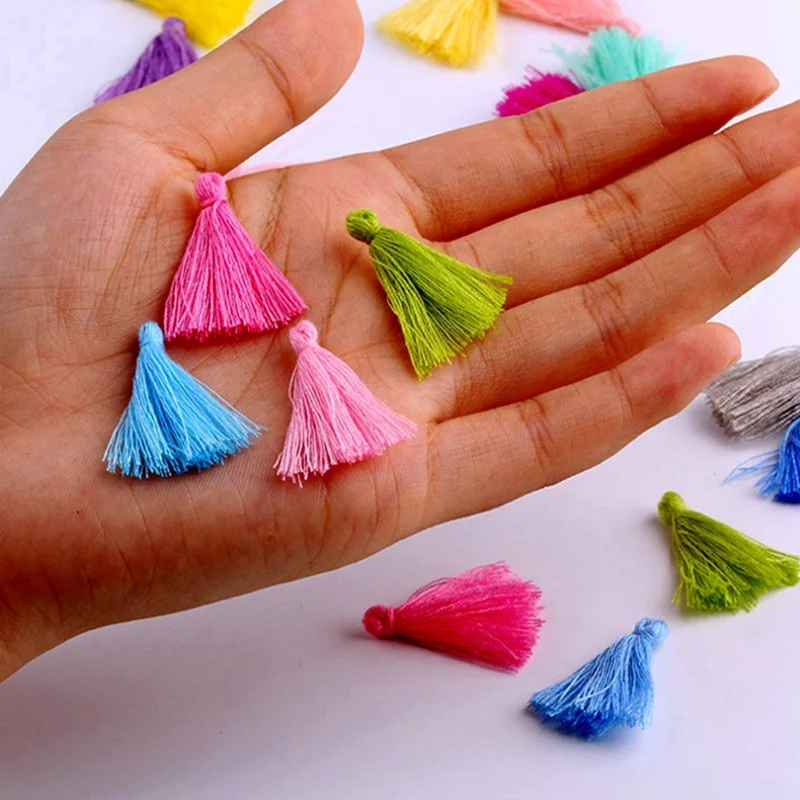 50 шт. 3 см мини хлопчатобумажная нить ткань кисточка DIY кулон ювелирные изделия браслет изготовление ключей бахрома отделка Ремесло кисточки Швейные аксессуары