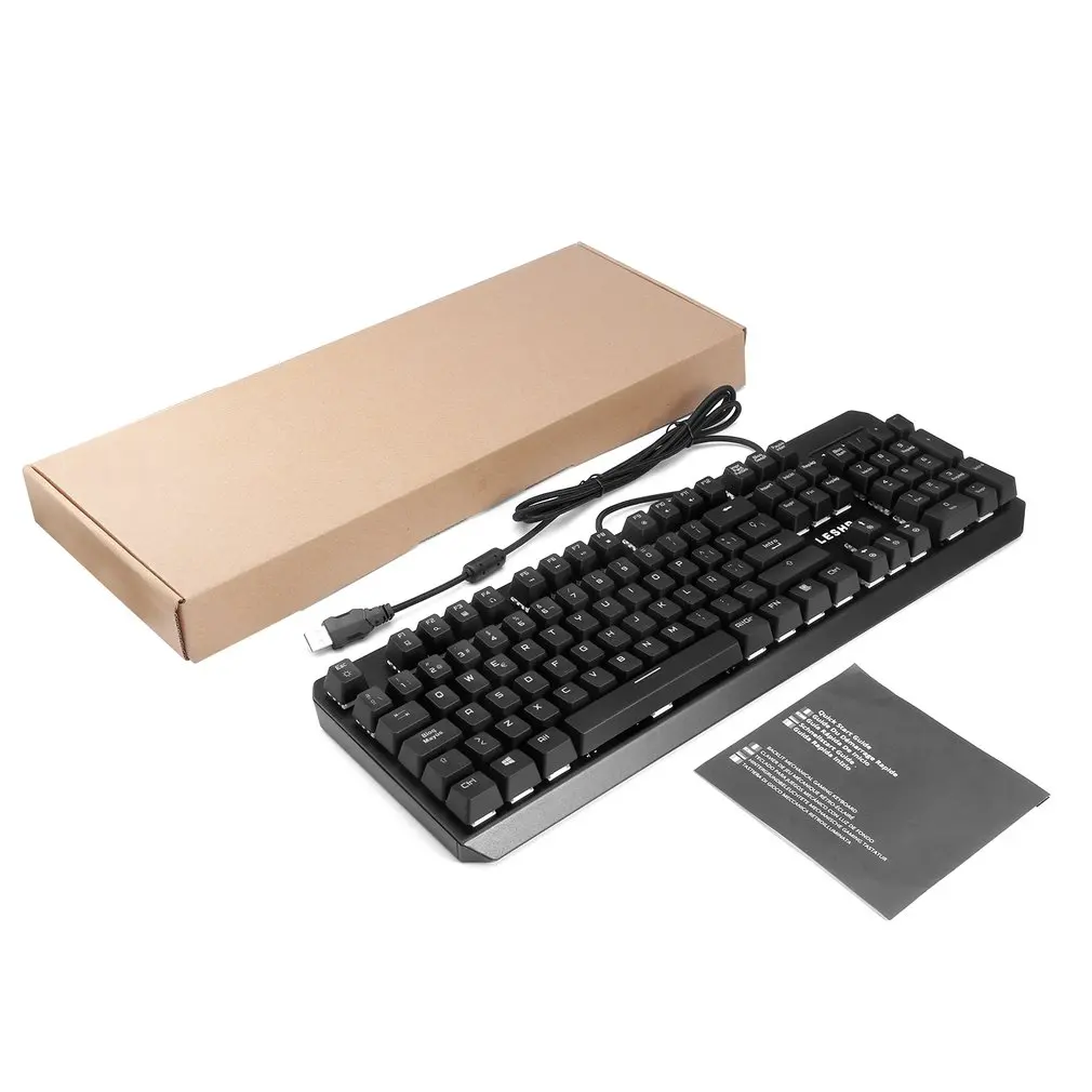 LESHP USB интерфейс Регулируемая яркость и частота 6 режимов подсветки Проводная Механическая мультимедийная игровая клавиатура