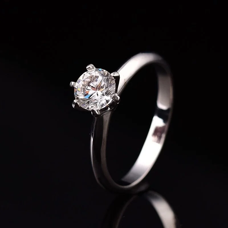 Круглое серебряное кольцо из серебра S925 пробы, 1.00ct D VVS, роскошные кольца из серебра 925 пробы для женщин