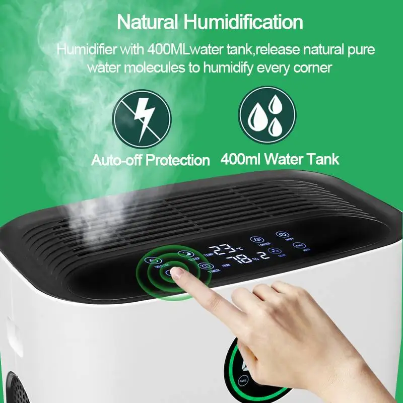 AUGIENB 1" Большой комнатный очиститель воздуха для дома, настоящий HEPA фильтр, запах аллергии для удаления дыма, пыли, VOCs, пыльцы, Pet Dander