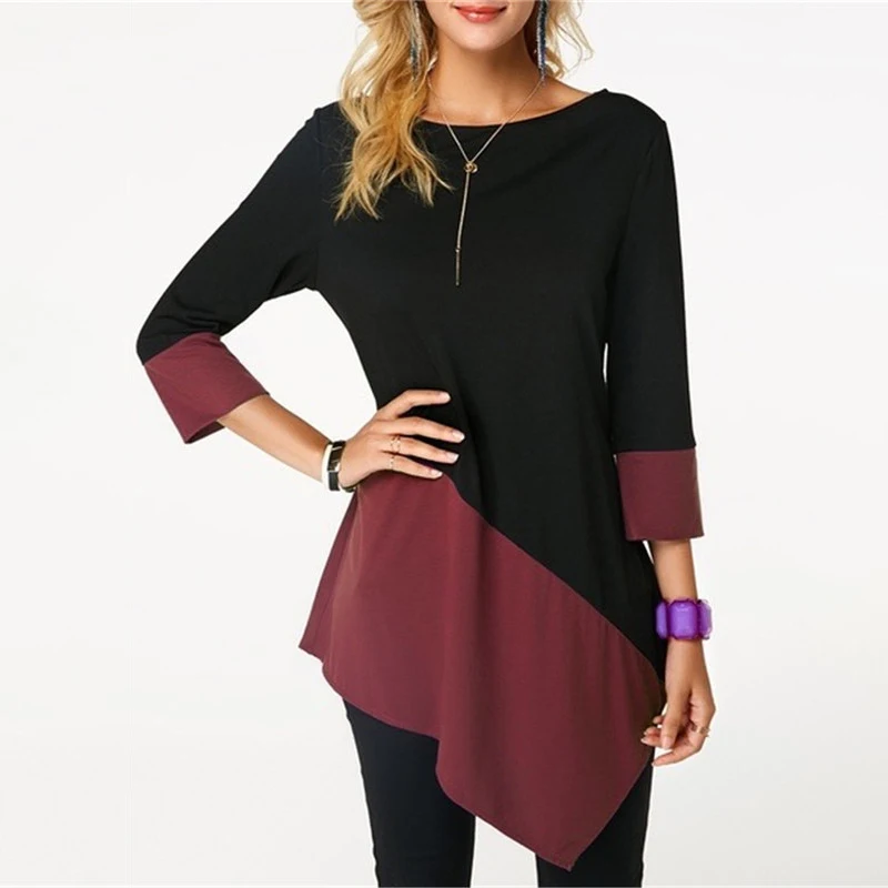 

New Tshirt Women Harajuku O-Neck Short Sleeve Hem Irregular Five-point sleeve Hem Pullover Tops Top Women T Shirt