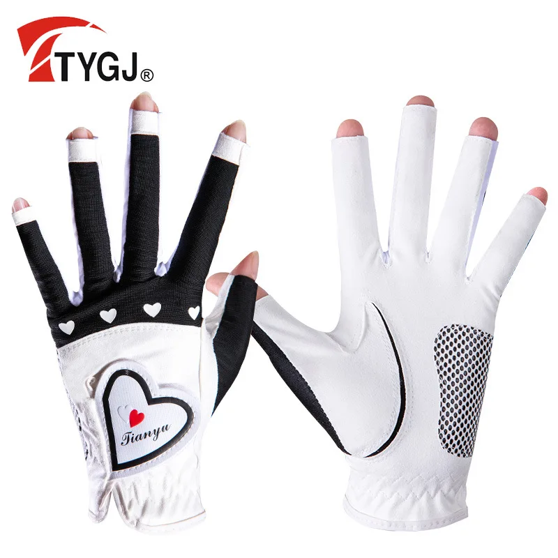 TTYGJ Golf Ladies Open Finger Gloves Palm Anti-slip Particles Left and Right Hands Breathable Sports Cycling Ladies Golf Wear