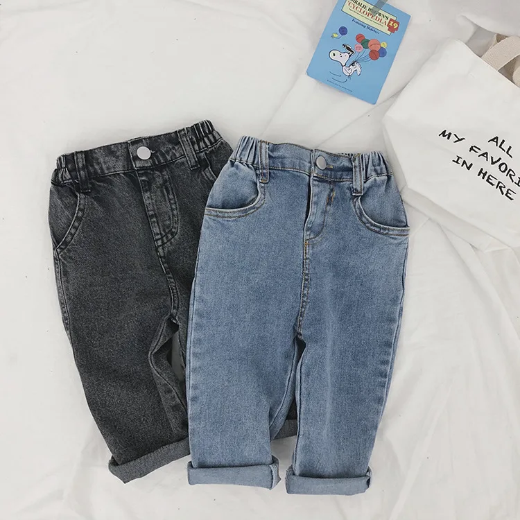 2019 г. Для мальчиков и девочек, детские нейтральные прямые джинсы прямого кроя Детские Широкие джинсовые штаны ковбойские брюки для малышей