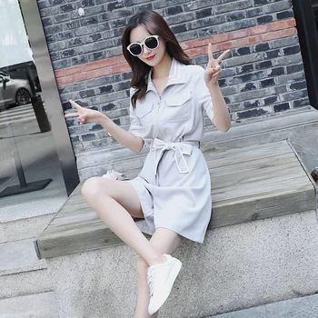 

Women Summer Short Sleeve Zipper One-piece Shorts Bandage Jumpsuits Office Lady Wide Leg Short Pants Overalls Romper Playsuits