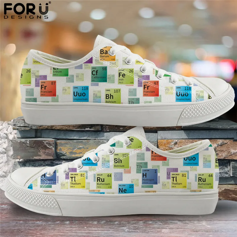 

FORUDESIGNS Casual Women Vulcanized Shoes Periodic Table of Elements Print Lightweight Autumn Winter Sneakers Canvas Women Shoes
