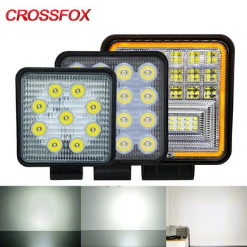 

CROSSFOX Car led 27W 48W 126W Work Light Bar Spotlight 12V 24V Light For Offroad Truck Tractor 4X4 4WD SUV ATV Motorcycle Square