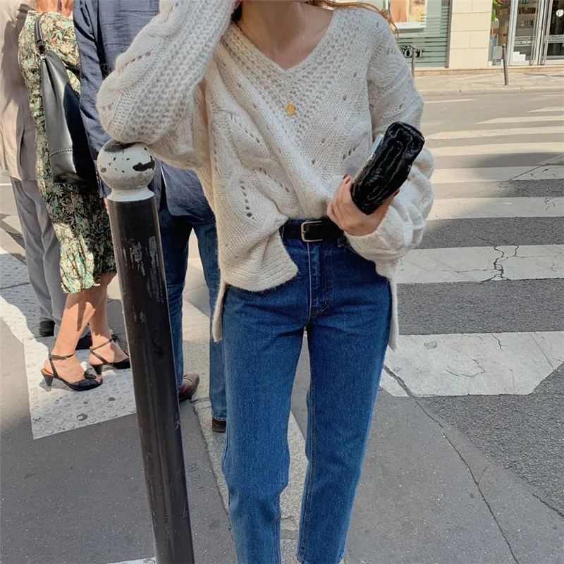 warm soft autumn winter women sweater v neck knitting tops korea style minimalist vintage sweater pullovers basic P650 warm soft autumn winter women sweater v neck knitting tops korea style minimalist vintage sweater pullovers basic P650
