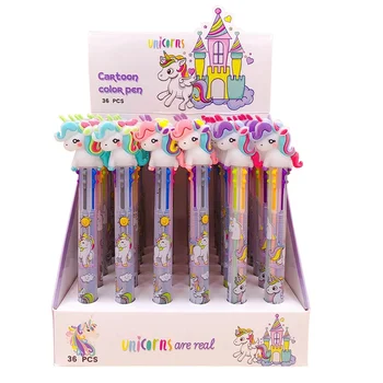 

Multi Function 6 In 1 Colorful Ball Pen Cute Cartoon Unicorn Multicolor Ballpoint Pen Office School Stationery Learning Supplies
