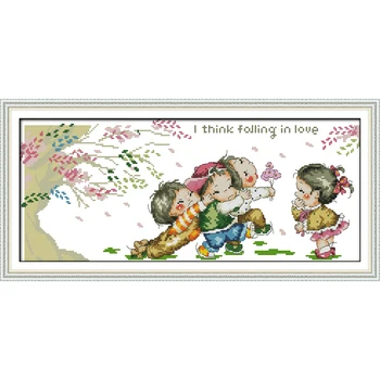 

I Think Falling In Love Chinese Cross Stitch Kits Ecological Cotton Diamond Painting Stamped 11C DIY Wedding Decoration For Home