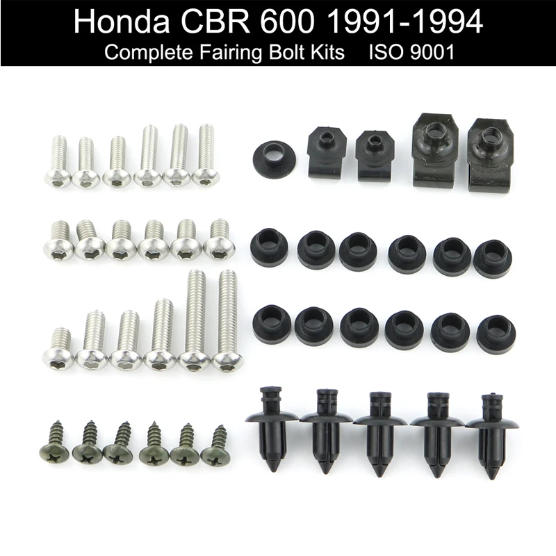 

For Honda CBR600 CBR 600 1991-1994 Motorcycle Complete Full Fairing Bolts Kit Covering Bolt Fairing Clips Nuts Stainless Steel