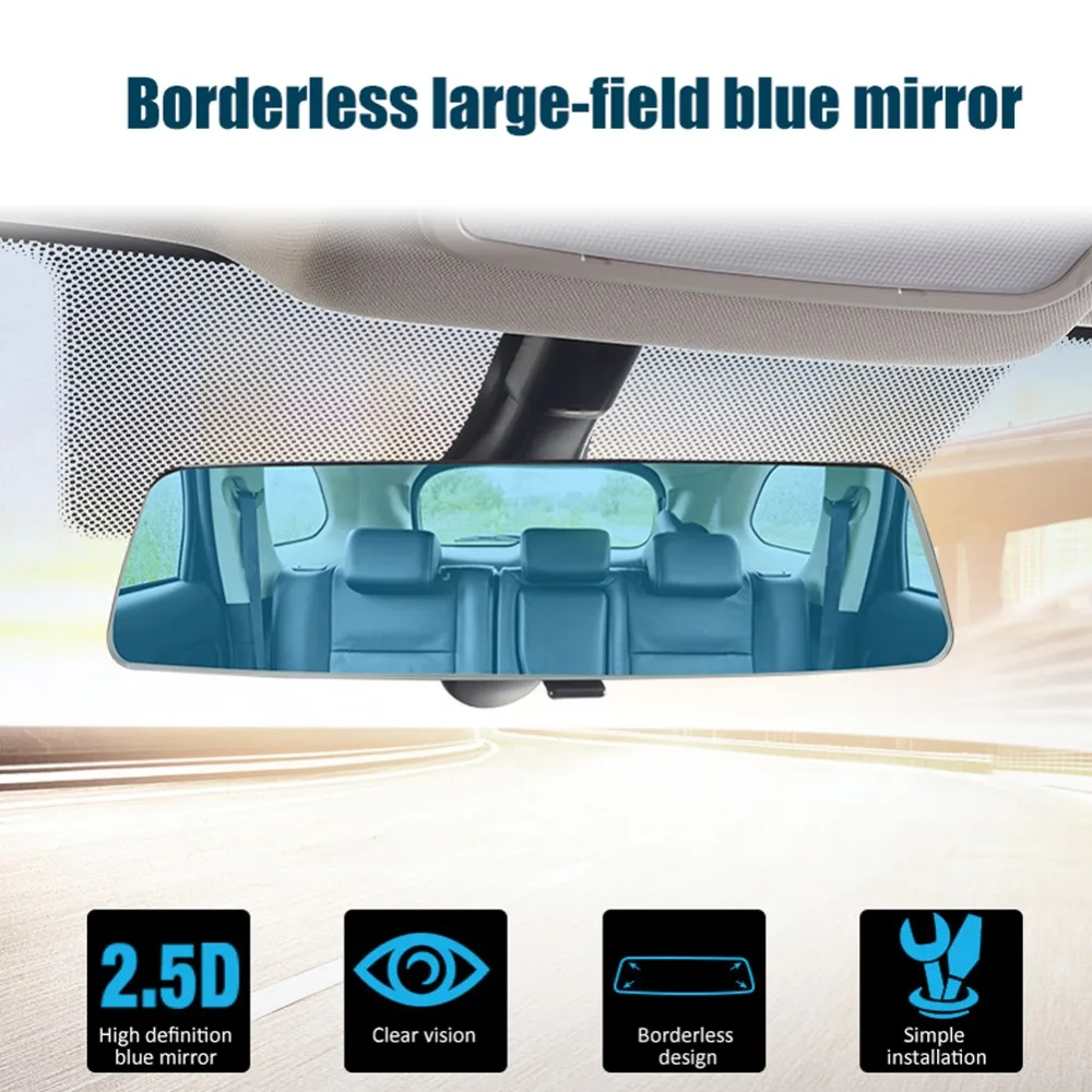 Espelho Retrovisor Universal Antirreflexo - HD Azul Para Carros