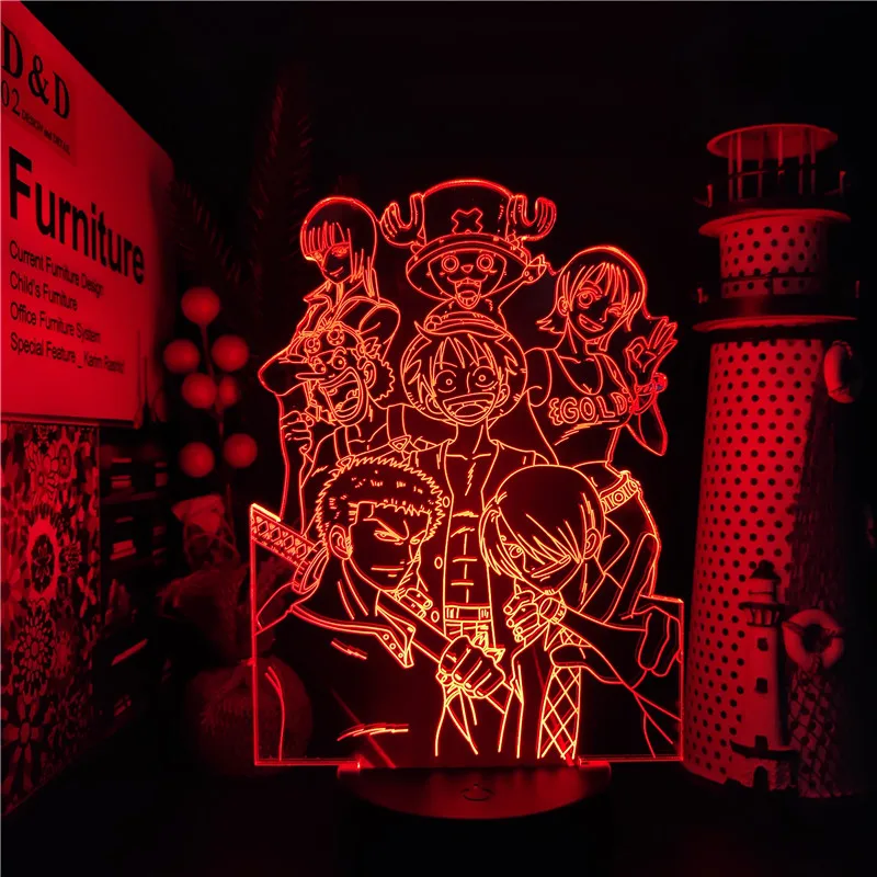 One Piece Luffy Nami Sanji Zoro Chopper 3D Led ANIME LAMP Nightlights 7 Color Changing Lampara For Christmas Gift night lights for adults