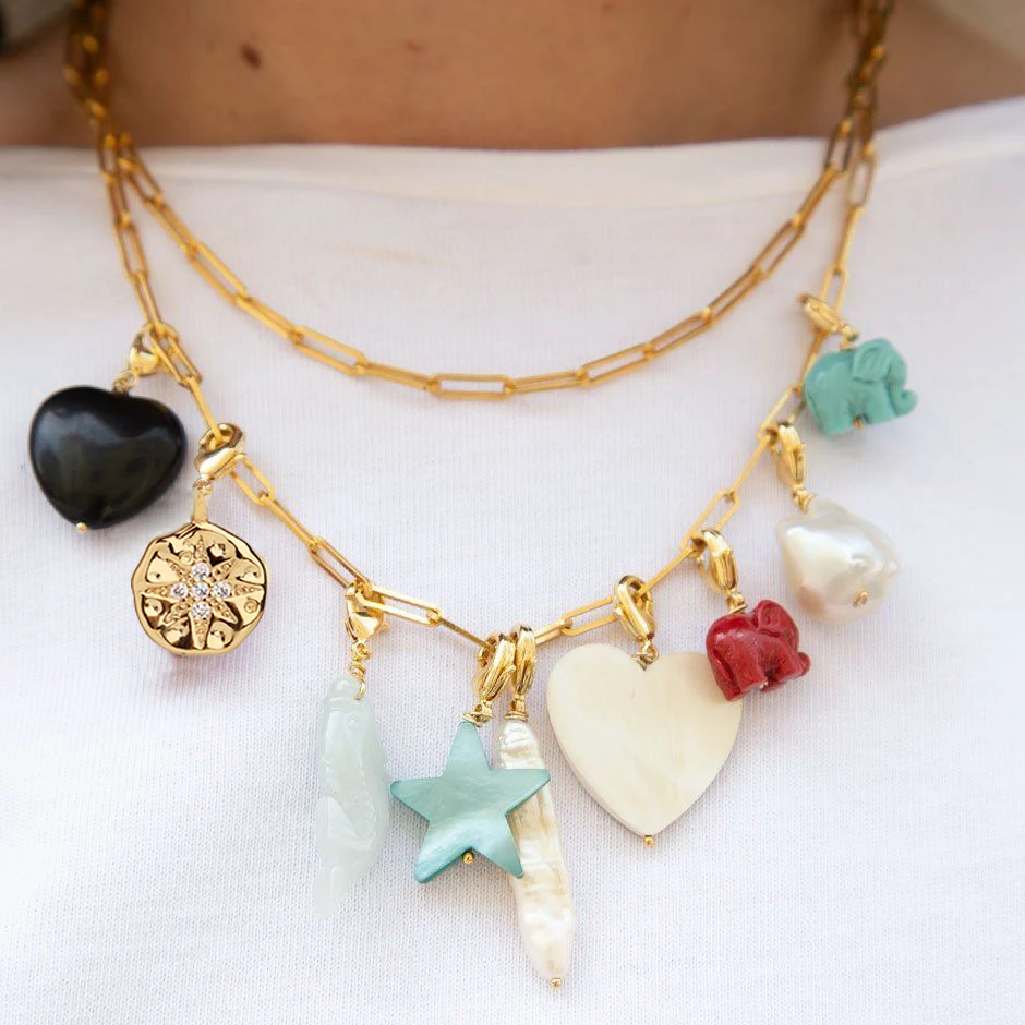 Collar de moda DIY para mujer, amuletos que se pueden corazón, estrella, Perla de agua dulce, colgante, joyería al por envío directo|Collares colgantes| - AliExpress