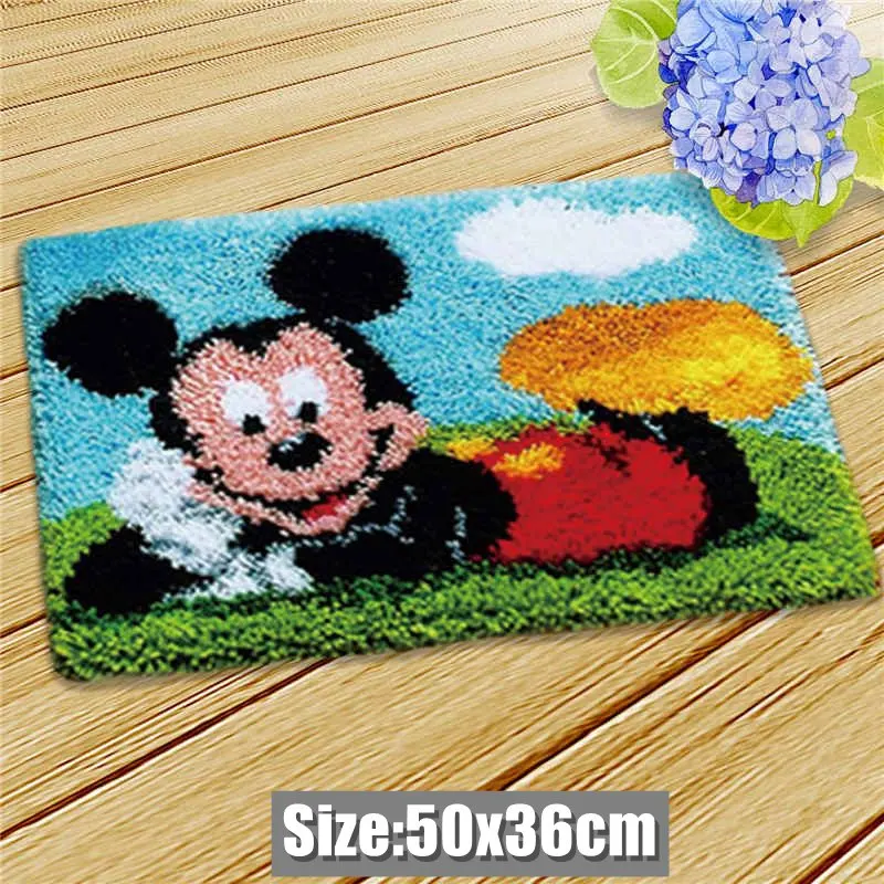 Carpet Embroidery Latch Hook Kit Foamiran Disney Mickey Winnie Undefined Latch Hook Rug Button Pad Package Smyrna Package Carpet 