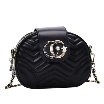 

crossbody bags for women Solid PU leather semicircle fashion metal buckle women's Shoulder Messenger Bag purses and handbags