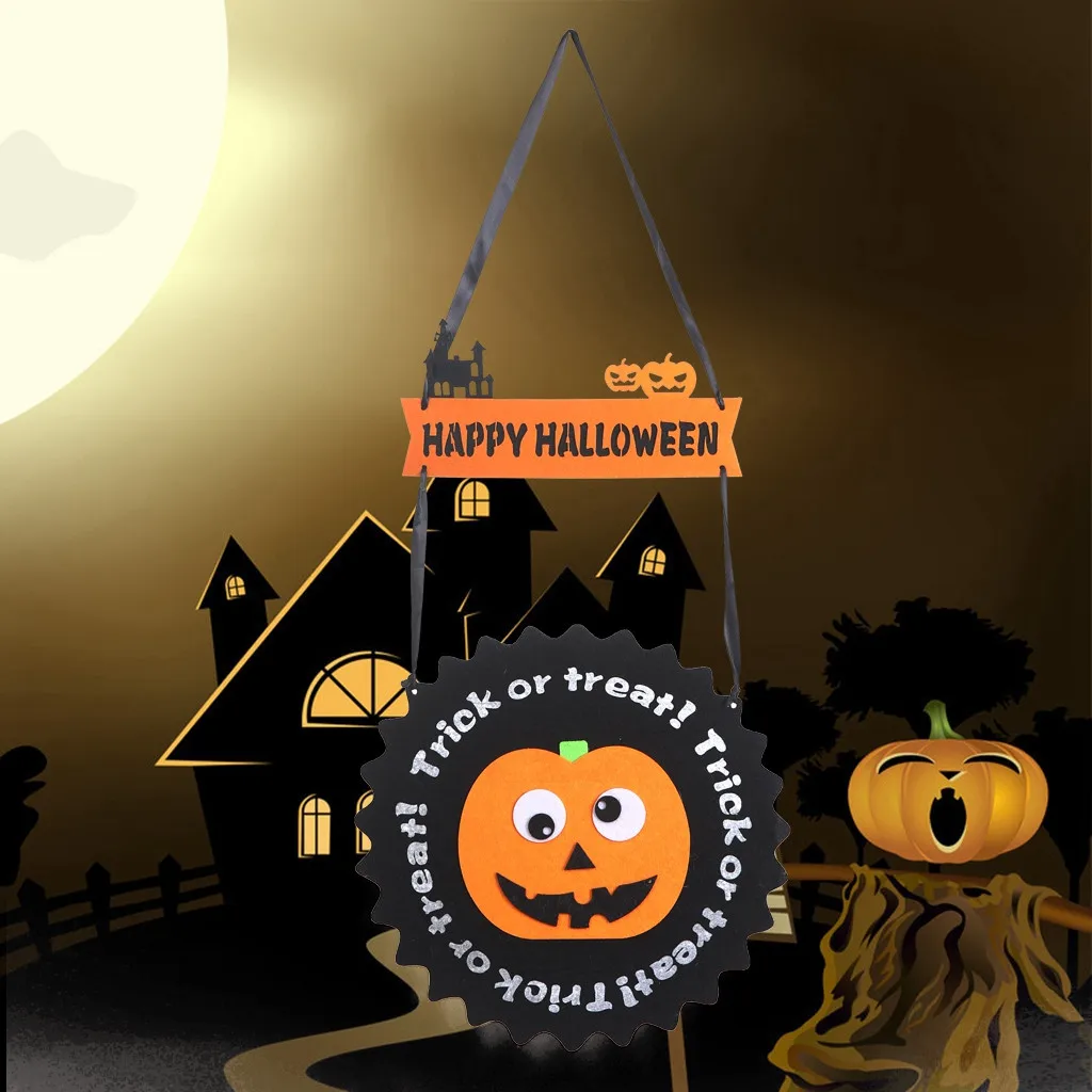 Halloween Home Decoration Multicolor Halloween Pumpkin Shaped Pendant DIY Hanging Curtain Kids Room Decor Felt Cloth Fabric - Цвет: B