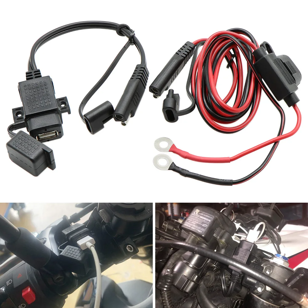 Nordson DIY SAE to USB Cable Adapter Waterproof USB Charger Quick 2.1A Port with Inline Fuse for Motorcycle Cellphone Tablet GPS sae to usb adapter with voltmeter motorcycle quick disconnect plug with waterproof dual usb charger for smart phone tablet gps