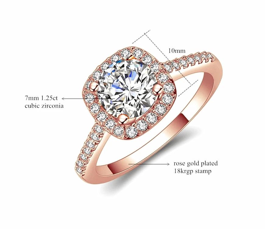 Высокое качество супер 3.5ct обручальные Серебряные Кольца цвет 10 мм сверкающий прозрачный кубический цирконий Кристалл Женское Обручальное кольцо