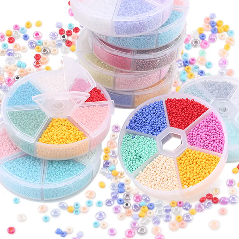 Seed Beads Kit 2mm Seed Beads Kit Small Beads For Needlework Craft Round Glass Jewelry For Jewelry Making Bracelet Necklace Handmade DIY seed beads kit