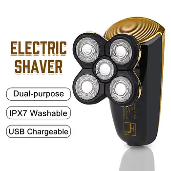 

Electric Shaver Razors Men Washable USB Rechargeable Wireless Intelligent Speedy Shaving Trimmer Beard Machine with 5 Head